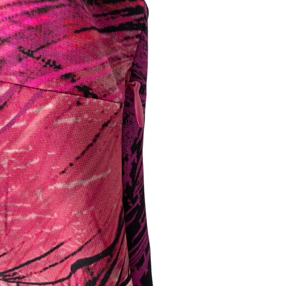 Fuzzi Pink Fuchsia V-Neck Abstract Floral Dress size small Sheath - Picture 4 of 7